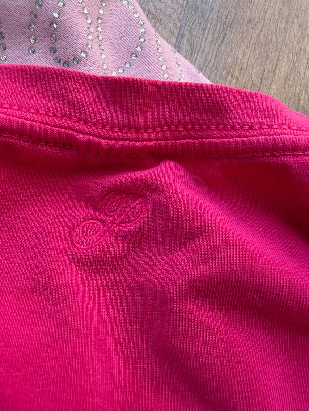 PINK Victoria's Secret Hot Pink Top & pink& black bling foldover leggings Medium - Picture 5 of 9